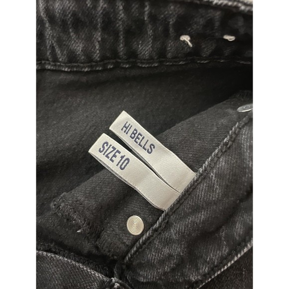 Wrangler Authentic Hi Bell Jeans Black Distressed High Waist Bell Legs Size 10 - Picture 8 of 9